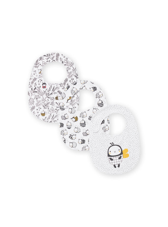 Pack de 3 baberos blancos con estampado de fantasía para recién nacido unisex NOU1BAV1 / 22SF4241BAV000