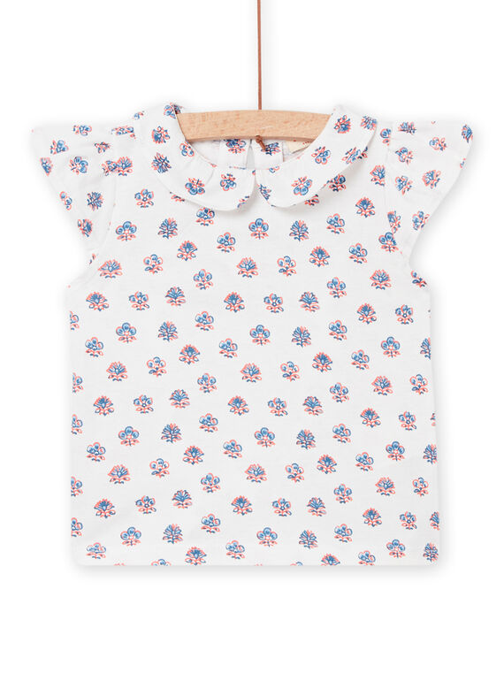 Camiseta de color crudo con cuello Peter Pan, para bebé niña NISANBRA / 22SG09S1BRA001