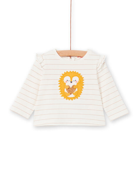 Camiseta de rayas de color crudo y amarillo, para bebé niña LIPOETEE2 / 21SG09Y1TML001
