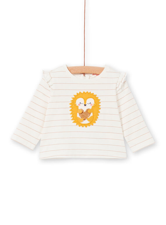Camiseta de rayas de color crudo y amarillo, para bebé niña LIPOETEE2 / 21SG09Y1TML001
