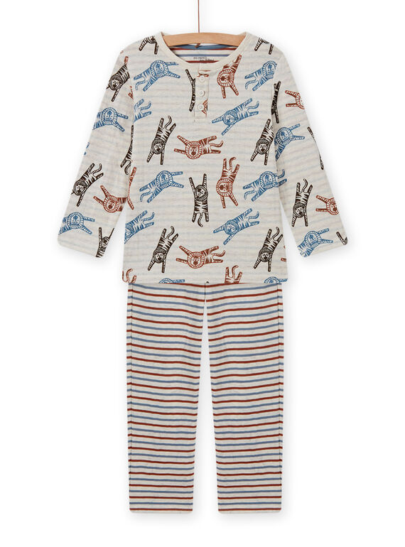 Pijama con estampado de tigre y rayas para niño MEGOPYJTUB / 21WH1283PYJA010