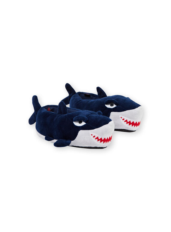Zapatillas de casa 3D de color azul marino con tiburón para niño KGBOOTREQ / 20XK3682PTD070