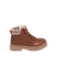 Boots de piel forrados de color marrón con cordones para niño MOBOOTMONT / 21XK3681D0D802