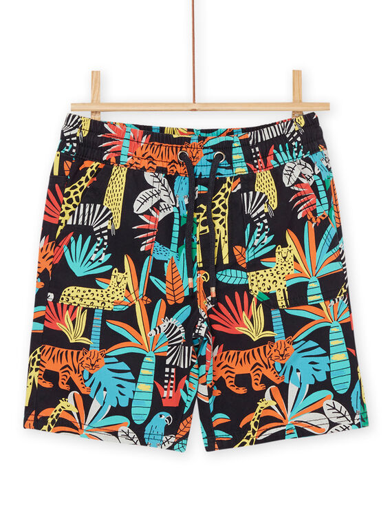 Bermudas negras con estampado de selva multicolor ROJUNBER3 / 23S902U2BERC243