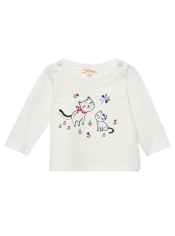 Camiseta de manga larga de color crudo para niña recién nacida JIGRATEE1 / 20SG09E1TML001