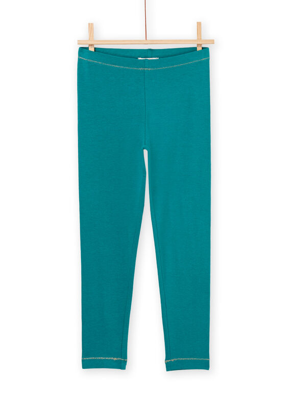 Leggings lisos de color turquesa oscuro 22WI01D4CALC217
