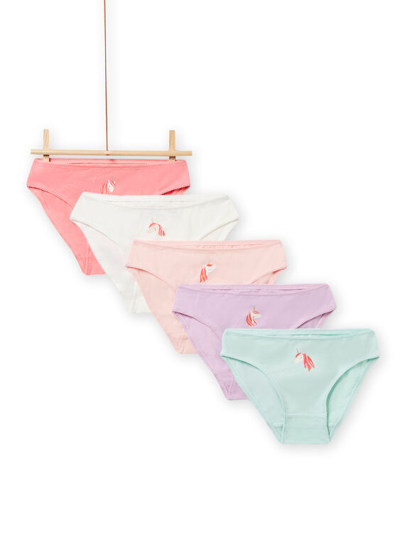Pack de 5 braguitas a juego con estampado dorado para niña NEFALOTSEM2 / 22SH11I3D5L001