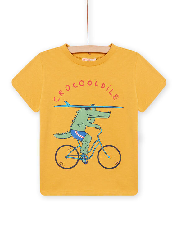 Camiseta amarilla con estampado de cocodrilo en bici para niño NOJOTI5 / 22S902C4TMCB107