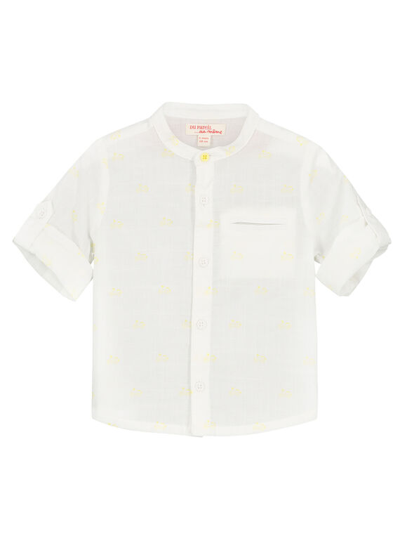 Camisa de color blanco con cuello Mao para bebé niño FUPOCHEM / 19SG10C1CHM099