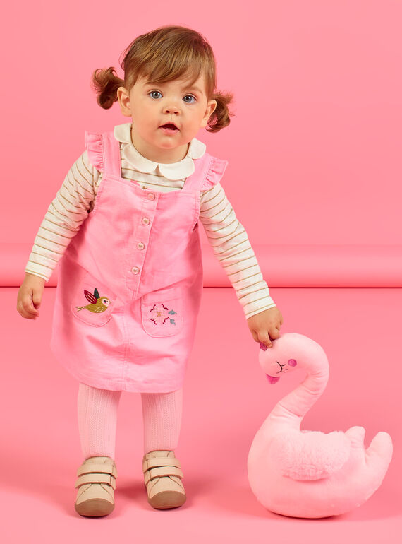 Vestido-peto rosa de pana para bebé niña MIKAROB2 / 21WG09I2ROBD316