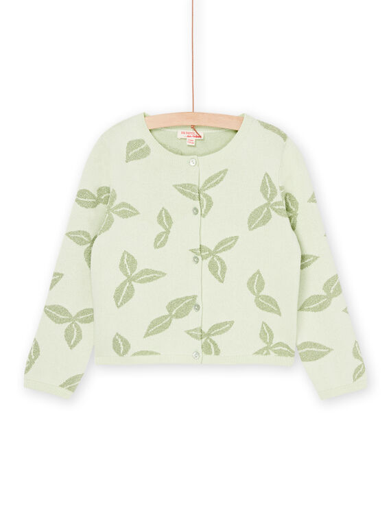 Cárdigan verde almendra de jacquard RAEXOCAR / 23S901V1CAR611