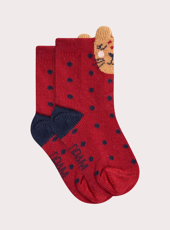 Calcetines animados rojos para bebé niña  VYIKOSOCK / 24WI09G3SOQ511