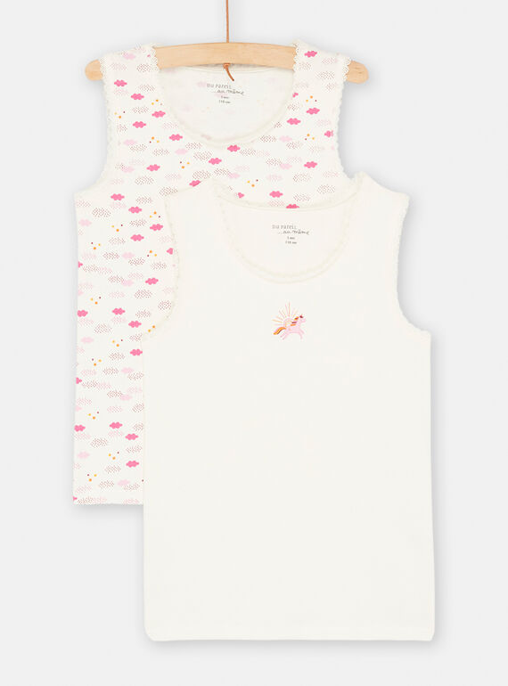 2 camisetas de tirantes de color crudo con acabado de encaje SEFADEL3 / 23WH1171HLI001