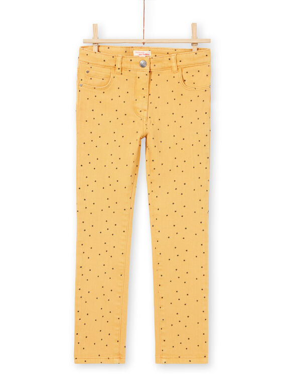 Pantalón de sarga de color mostaza con estampado de estrellas para niña MAJOPANT1 / 21W90123PANB106