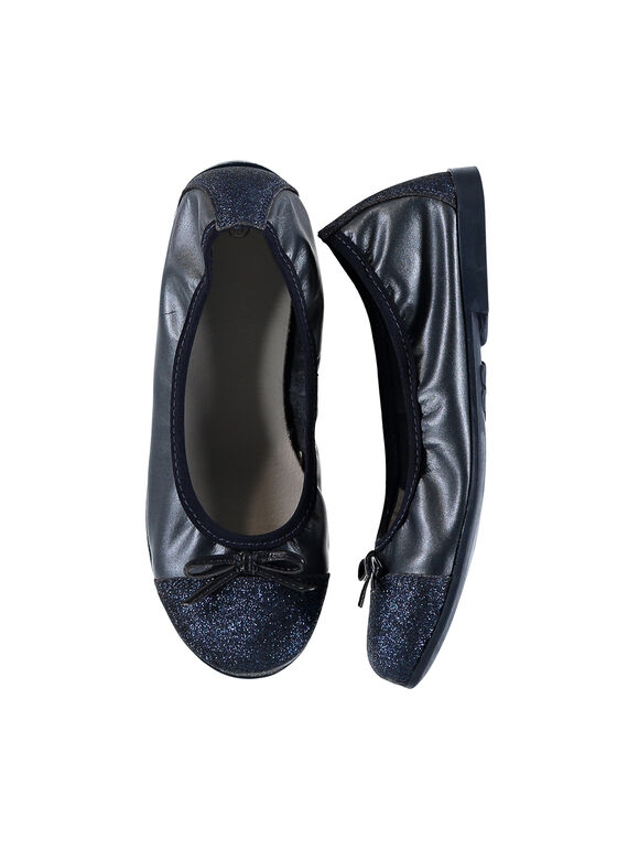 Bailarinas elásticas de piel irisada para niña FFBALBLU / 19SK3531D41070
