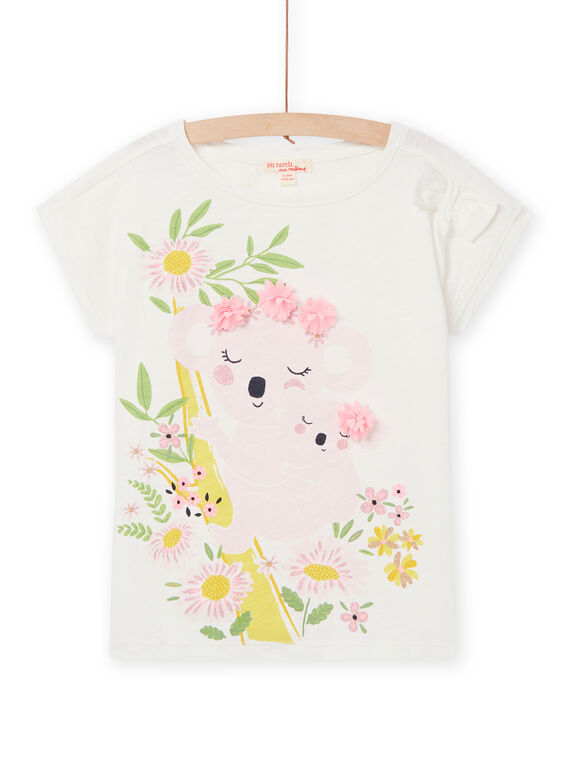 Camiseta blanca con estampado de koalas y flores para niña NASOTI4 / 22S901Q1TMC001