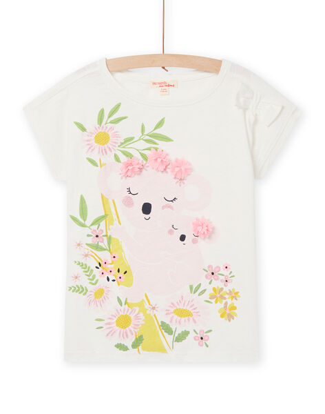 Camiseta blanca con estampado de koalas y flores para niña NASOTI4 / 22S901Q1TMC001