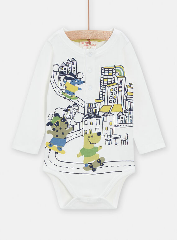 Body de color crudo con dibujo de perro para bebé niño VUGABOD / 24WG1011BOD001