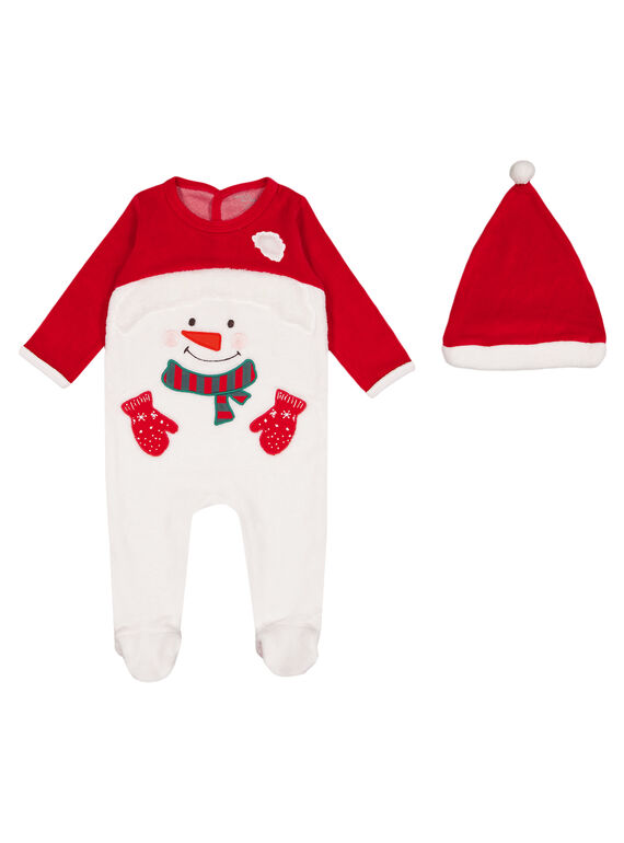 Pelele de Navidad con su gorro de terciopelo para niño recién nacido GEGAGRENO / 19WH14T2GRE000
