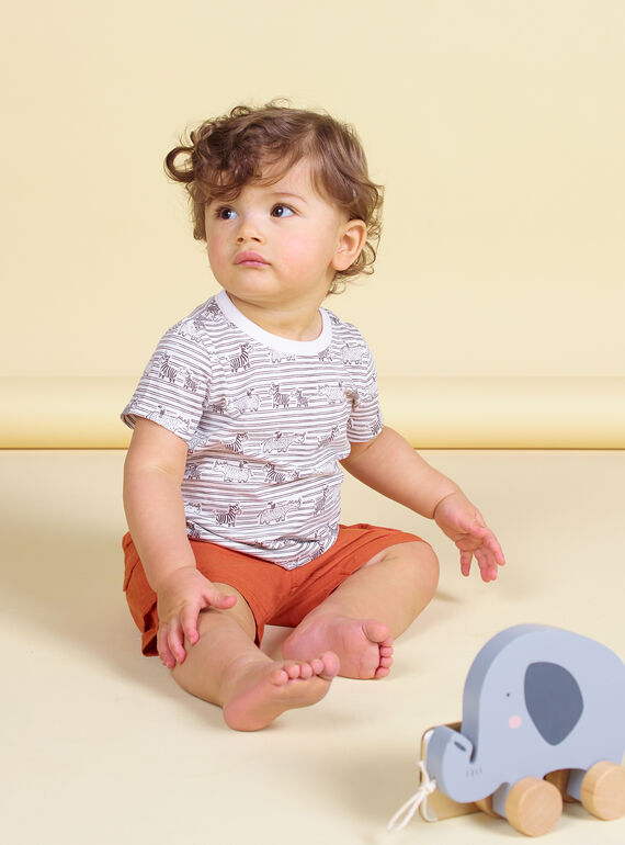 Camiseta de rayas de color crudo y marrón para bebé niño LUTERTI3 / 21SG10V3TMC001