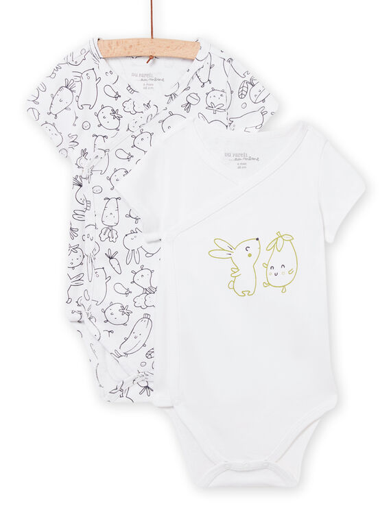 Pack de 2 bodis blancos con estampado de fantasía para recién nacido niño NOU2BOD5 / 22SF0451BDN000