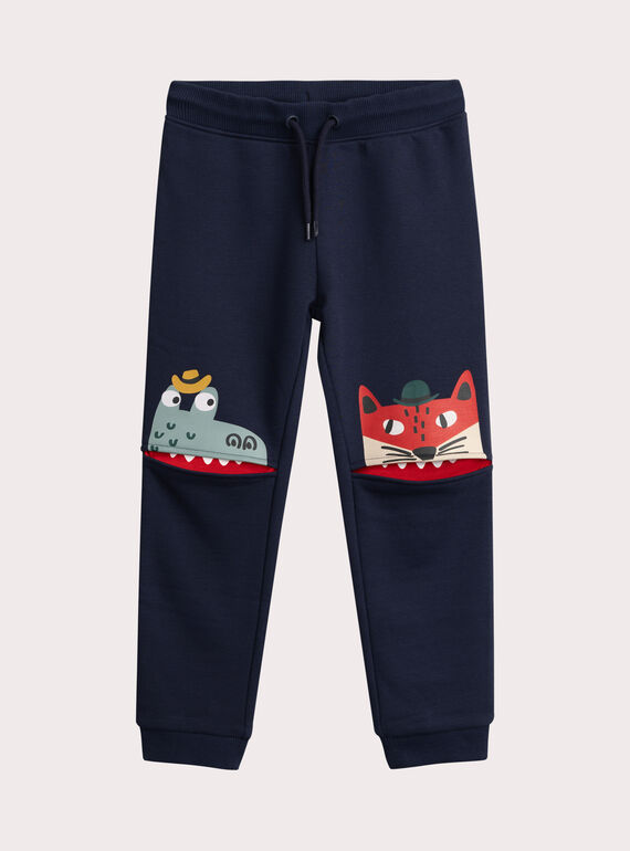 Jogging azul marino bolsillos de fantasía para niños  VOROJOG / 24W902P1JGB705