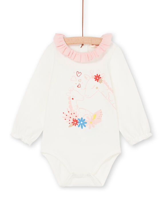 Body de color crudo y rosa, para bebé niña LICANBOD / 21SG09M1BOD001