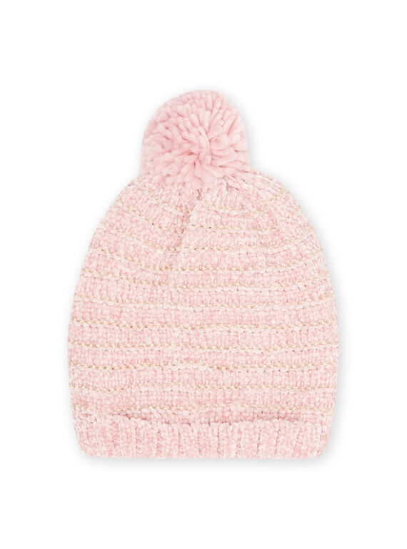 Gorro rosa de punto con borla para niña MYAROSBON / 21WI0157BOND332