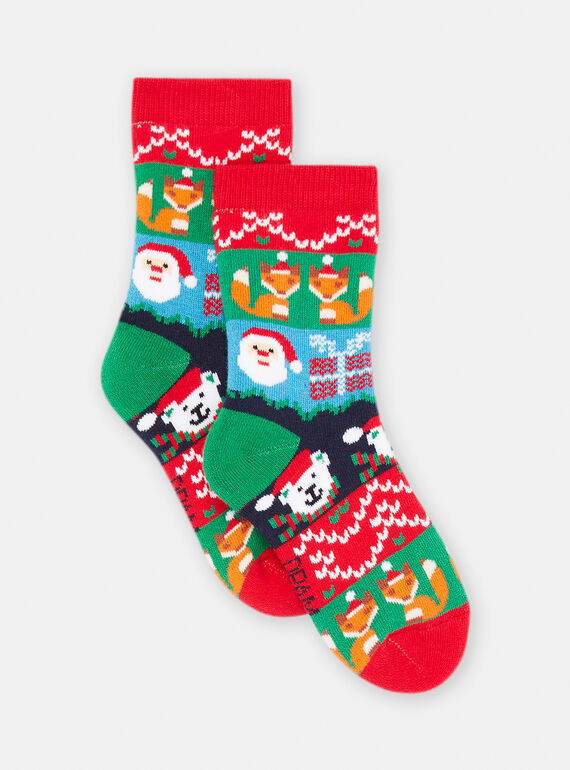 Calcetines rojos con estampado de Navidad para niño SYOWAYCHO / 23WI02S2SOQF518
