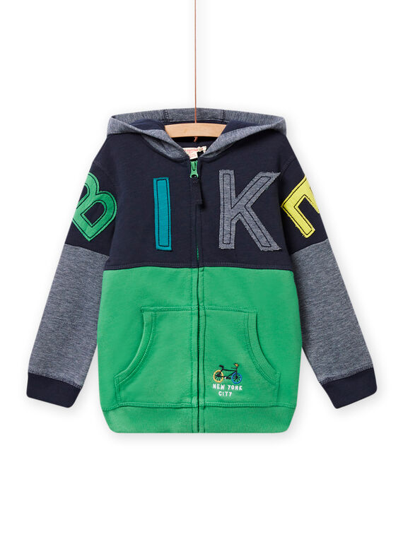 Cárdigan con capucha tricolor y texto Bike para niño NOGAGIL / 22S902O1GIL705