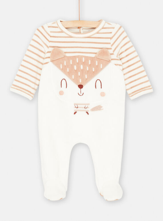 Pelele blanco roto y beige cálido y cómodo SOU2GRE4 / 23WF0422GREA001