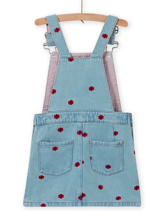 Vestido-peto vaquero bordado para niña LAHAROB1 / 21S901X2ROBP272