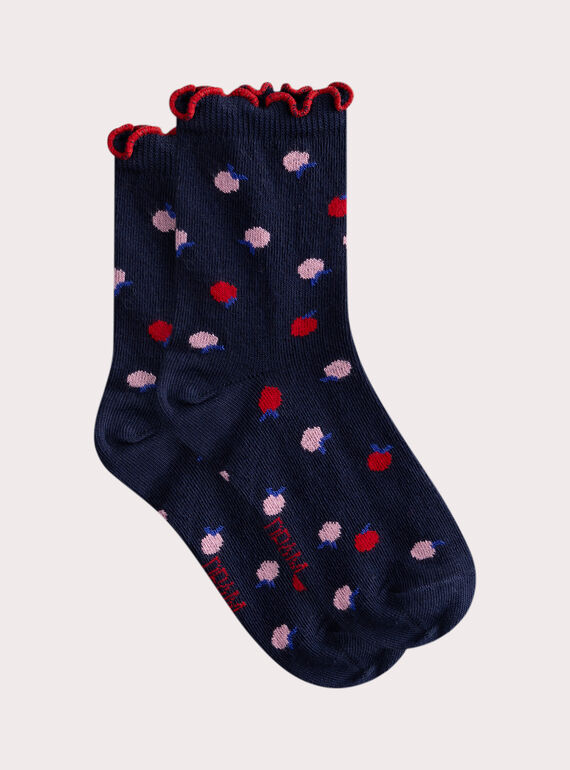Calcetines azules estampados de niña  WYAJOSCHO1 / 25SI01I4SOQC211
