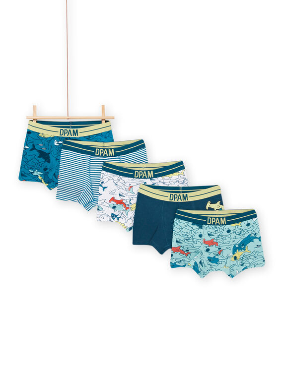 Pack de 5 bóxers con estampado de tiburón para niño NEGOBOXSEM2 / 22SH12I2BOX716