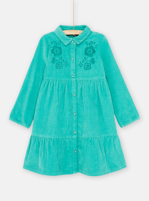 Vestido camisero azul pavo real de pana para niña SADUROB2 / 23W901P1ROBC235