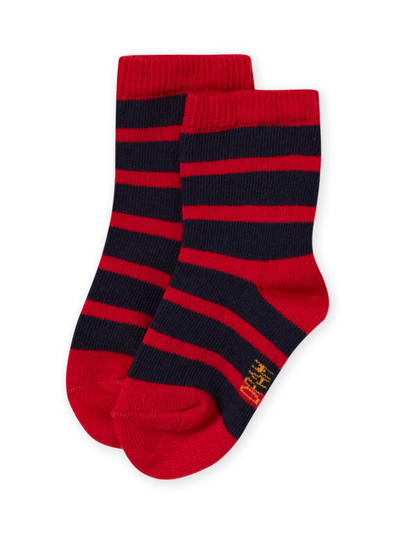 Calcetines de color azul marino con estampado de rayas rojas para bebé niño MYUJOCHOR3 / 21WI1014SOQ713
