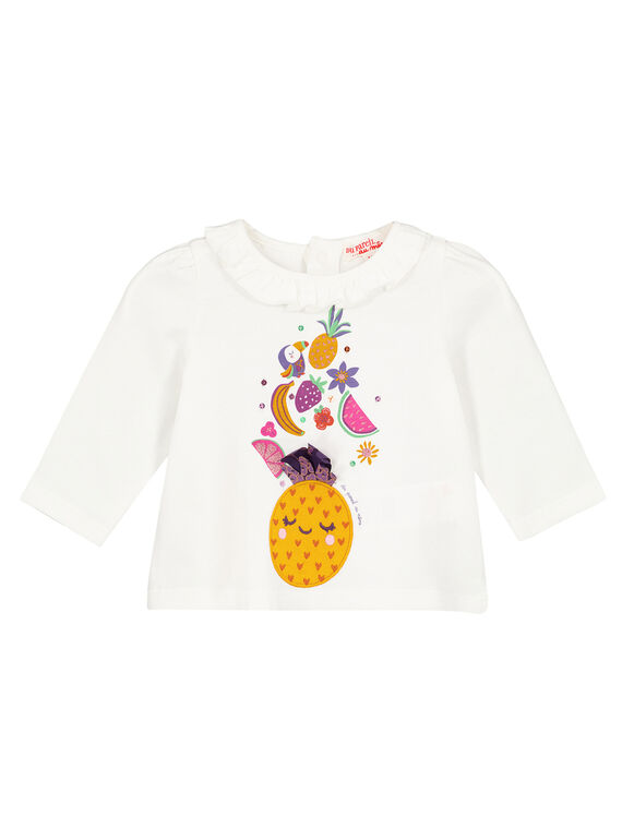 Camiseta de manga larga de color crudo para niña recién nacida GIVIOTEE / 19WG09R1TML001