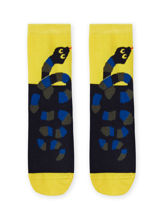 Calcetines de color amarillo y negro con estampado de serpiente para niño MYOKACHO / 21WI02I2SOQ106