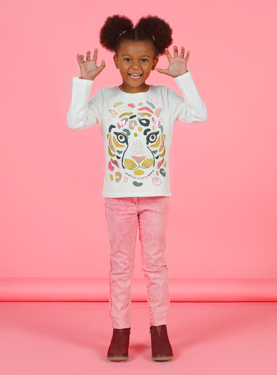 Camiseta de color crudo y amarillo para niña MAKATEE3 / 21W901I2TML001
