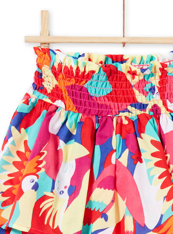Falda de punto smock y volantes con estampado de loro para niña JAMARJUP2 / 20S901P3JUP000