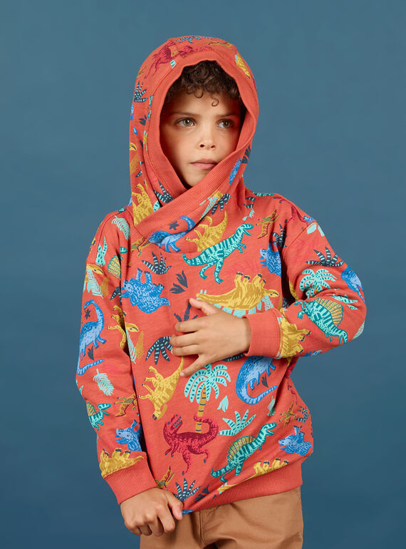 Sudadera con capucha de color naranja para niño MOPASWE / 21W902H1SWEE415