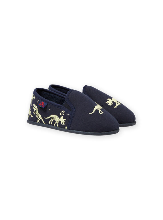 Patucos de color azul noche con estampado de dinosaurios fosforescentes para niño MOPANTDINO / 21XK3632D0B070