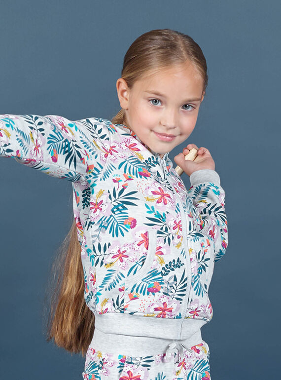 Sudadera de chándal con capucha y estampado floral para niña MAJOHAUJOG1 / 21W90111JGH943