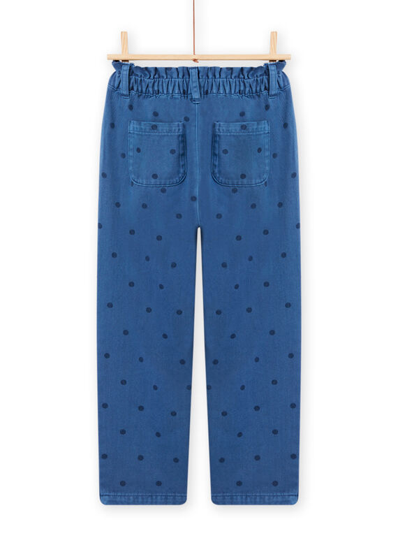 Pantalón paperbag twill azul con estampado de fantasía para niña NAGAPANT / 22S901O1PANC220