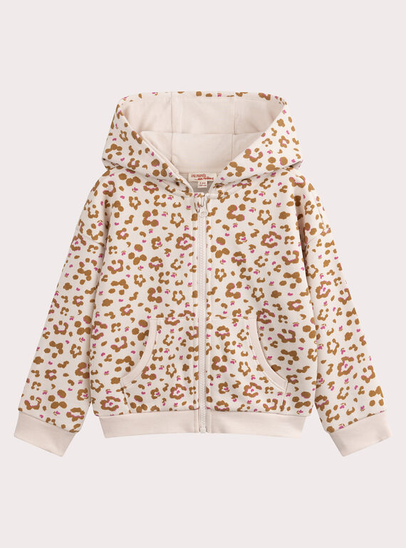 Top de jogging color crudo con estampado de leopardo para niña  VAJOHAUJOG3 / 24W901G2JGH114