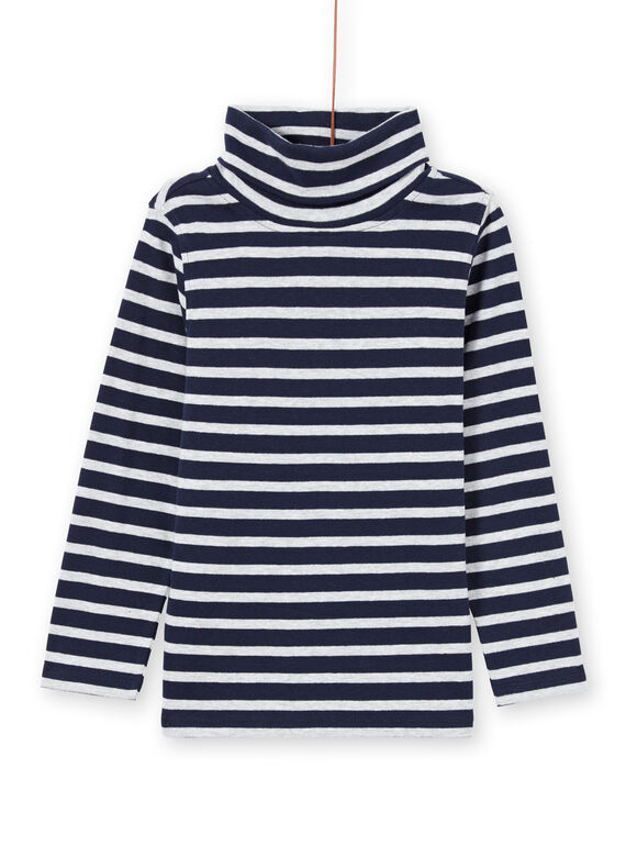 Jersey fino de manga larga de color azul noche y blanco de rayas para niño MOJOSOUP4 / 21W902N4SPL705