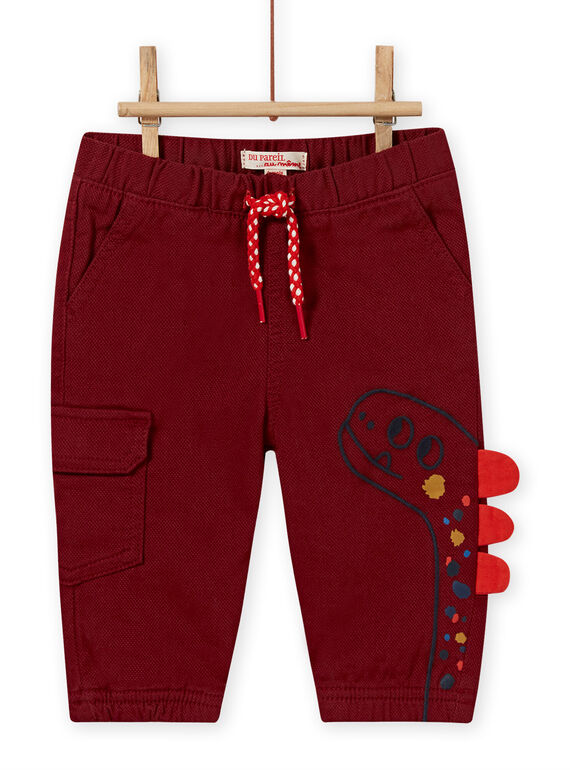 Pantalón de color borgoña con estampado de dinosaurio para bebé niño MUPAPAN2 / 21WG10H1PAN719