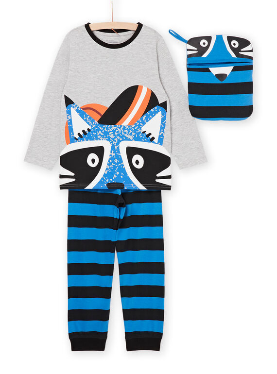 Pijama largo con estampado de mapache 3 prendas PEGOPYJMAN2 / 22WH1262PYGJ922