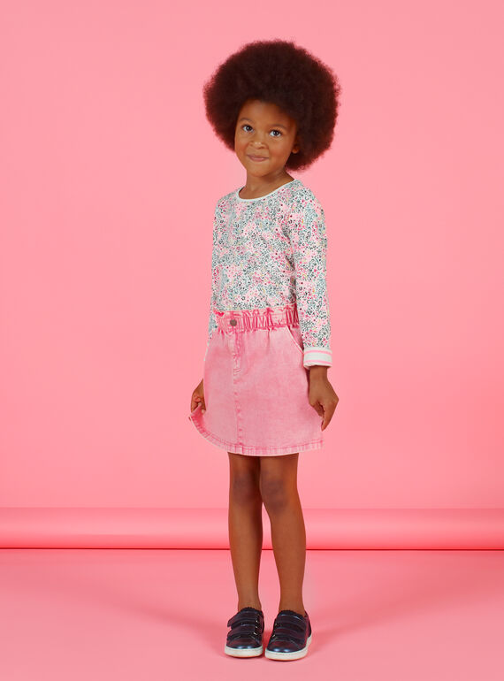Falda vaquera de color rosa para niña MAKAJUP1 / 21W901I1JUPD305