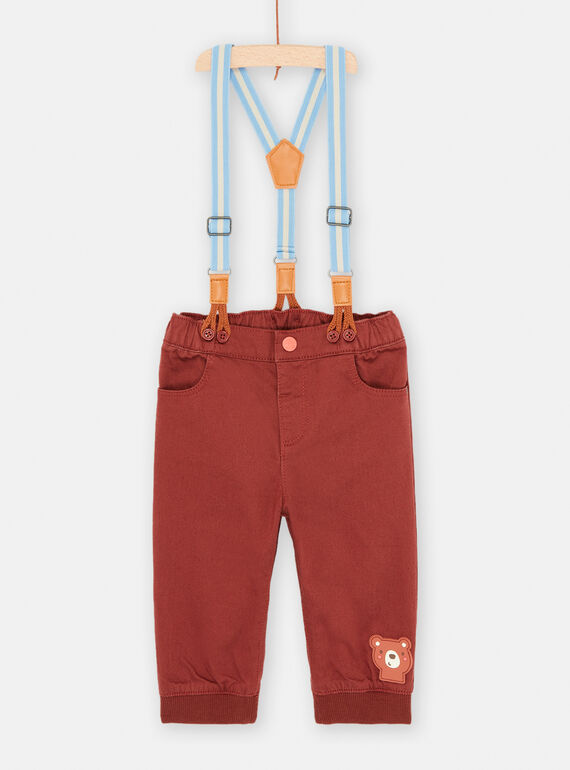 Pantalón de color habana con tirantes para bebé niño SUFORPAN1 / 23WG10K1PAN812